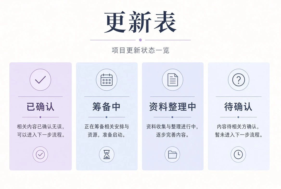 更新表状态导览